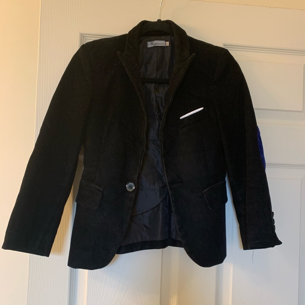 Velour black blazer with elbow patches